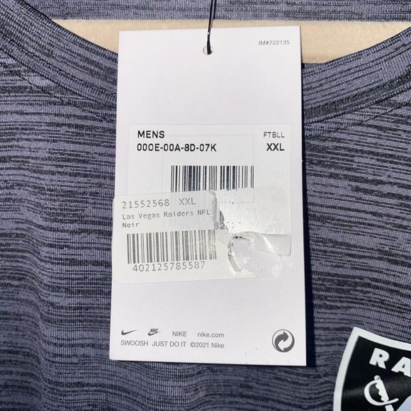 Las Vegas Raiders NFL Dri-Fit Nike Mens Long Sleeve Tee Shirt Velocity XXL New - Picture 2 of 7